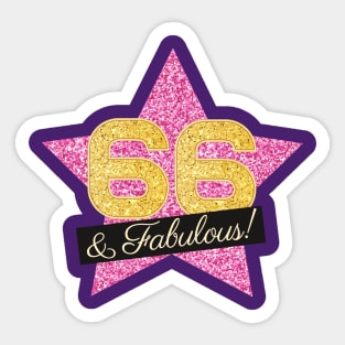 66th Birthday Gifts Women Fabulous - Pink Gold Sticker